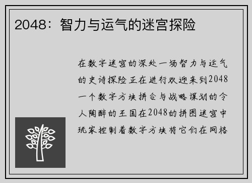 2048：智力与运气的迷宫探险
